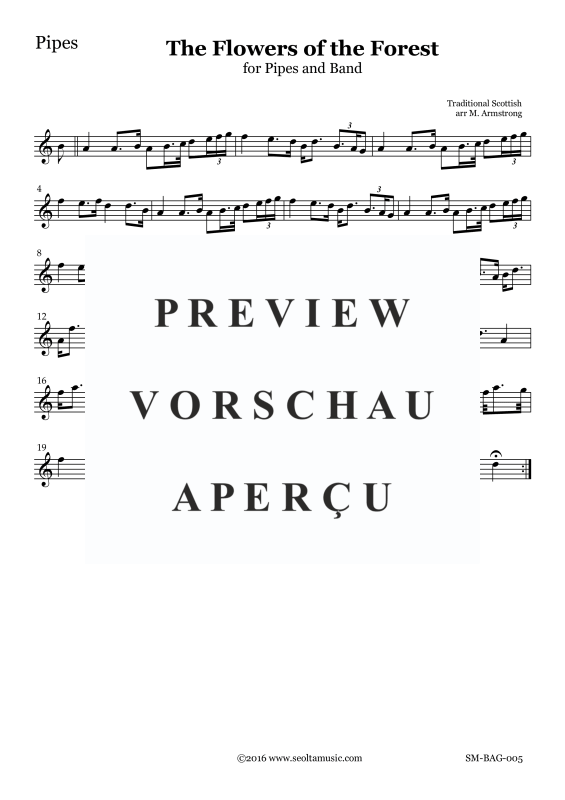 Produktgalerie: Seite 10 von 11 The Flowers of the Forest (bagpipes and band), , Concert Band und Dudelsack Solo