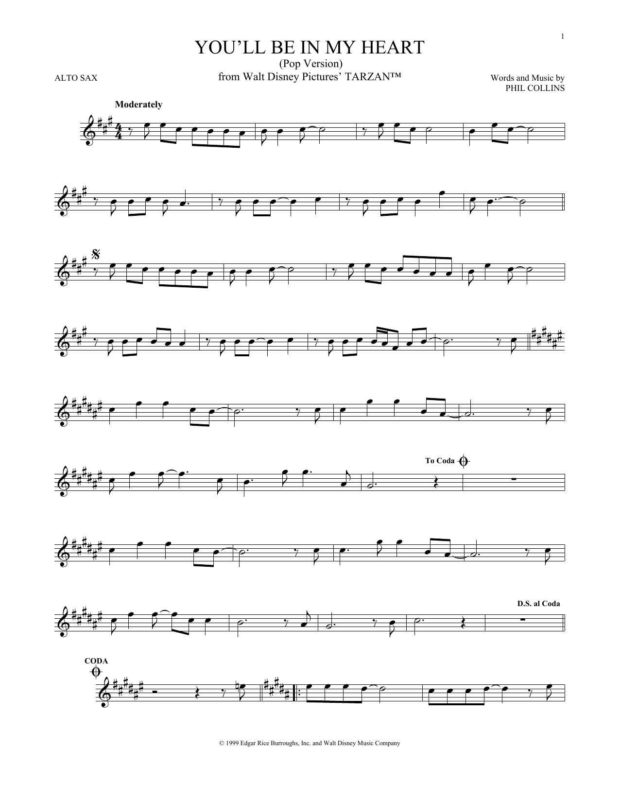 Product gallery: Page 1 of 1 You'll Be In My Heart (Pop Version) (from Tarzan), Phil Collins