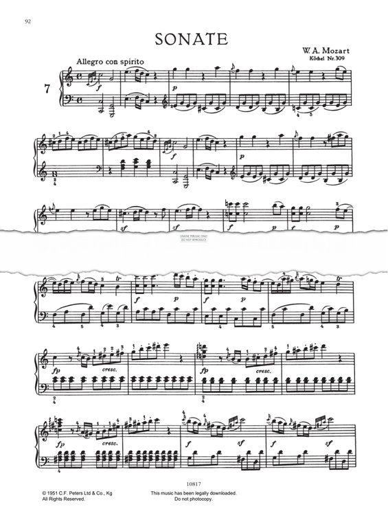Produktgalerie: Seite 1 von 1 Piano Sonata No. 7 In C Major K309, Wolfgang Amadeus Mozart, Klavier
