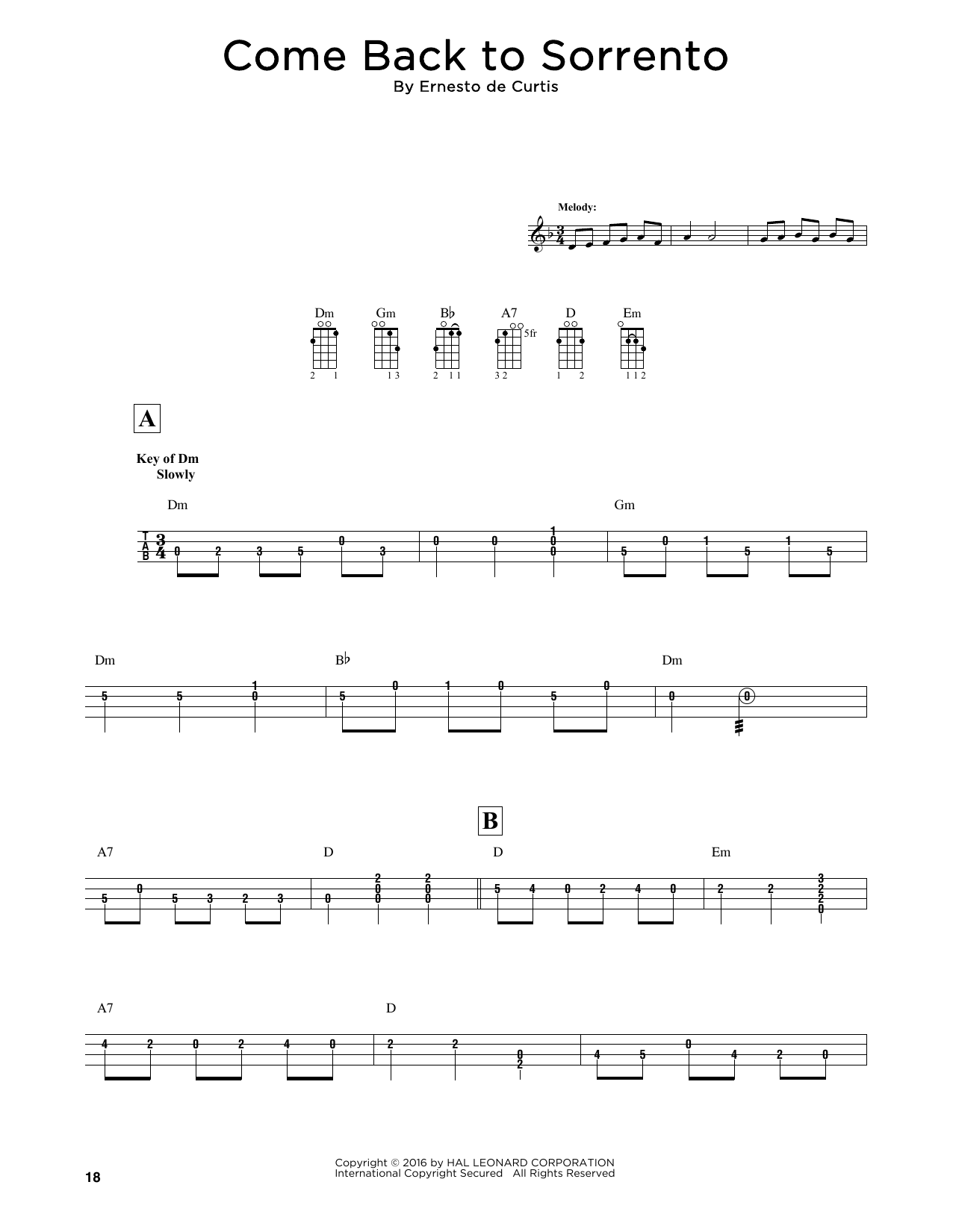 Produktgalerie: Seite 1 von 1 Come Back To Sorrento (arr. Fred Sokolow), Ernesto de Curtis