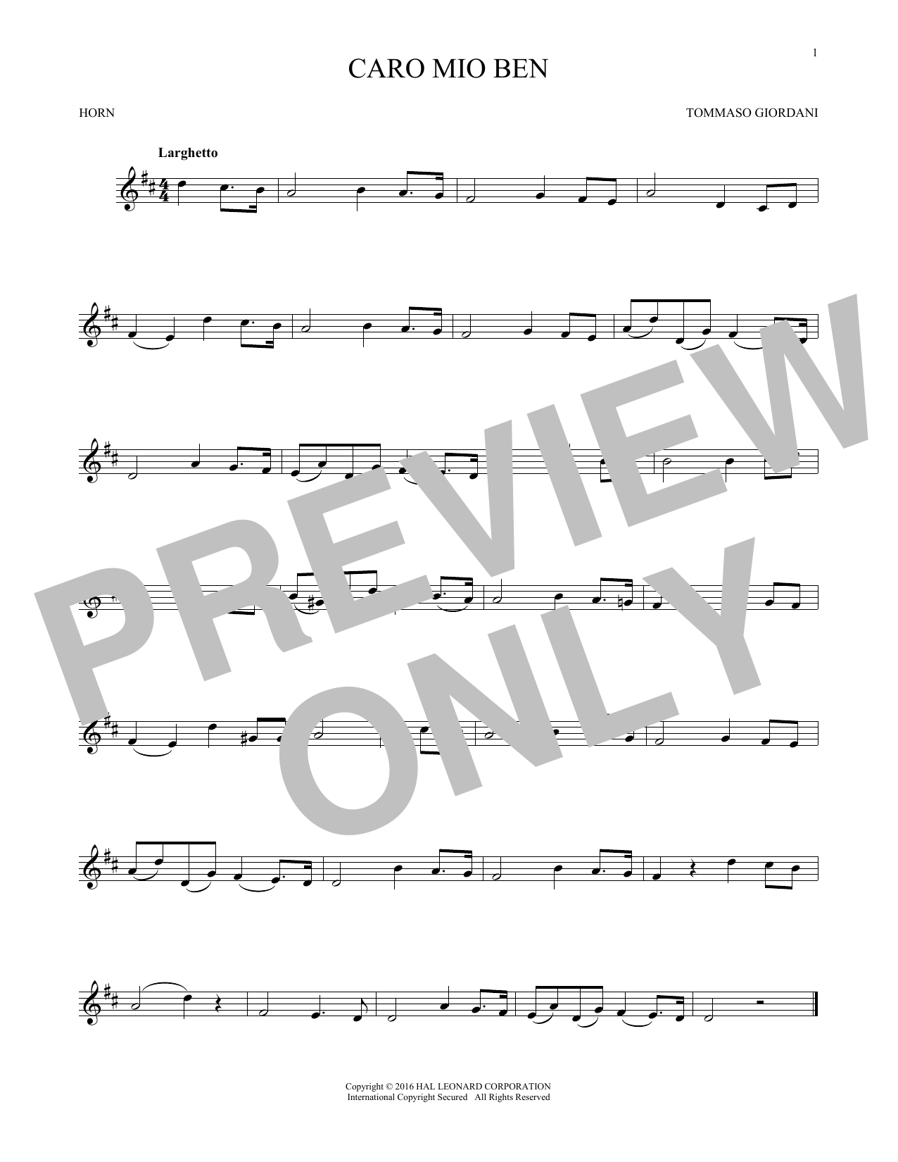 Produktgalerie: Seite 1 von 1 Caro Mio Ben, Tommaso Giordani, Horn