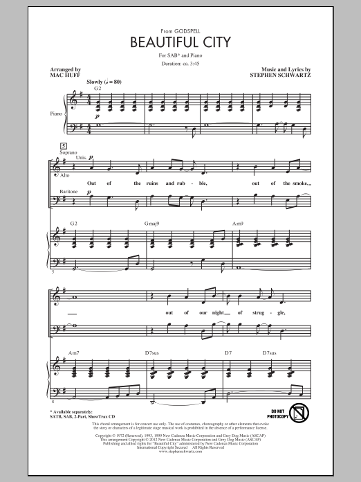 Produktbild zu: Beautiful City (from Godspell) (arr. Mac Huff)