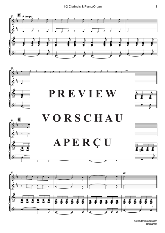 gallery: Barcarole , Simoni Edward, (1-2 Klarinetten in B + Klavier/Orgel)