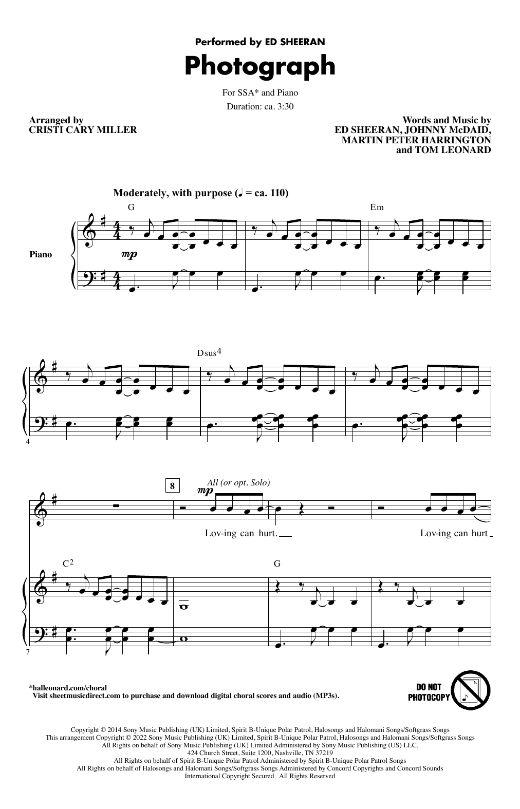 Produktgalerie: Seite 1 von 1 Photograph (arr. Cristi Cary Miller), Ed Sheeran, Chor