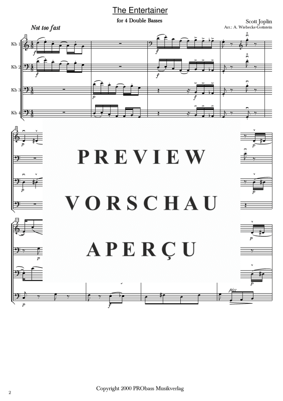 gallery: The Entertainer, , Double Bass Quartet