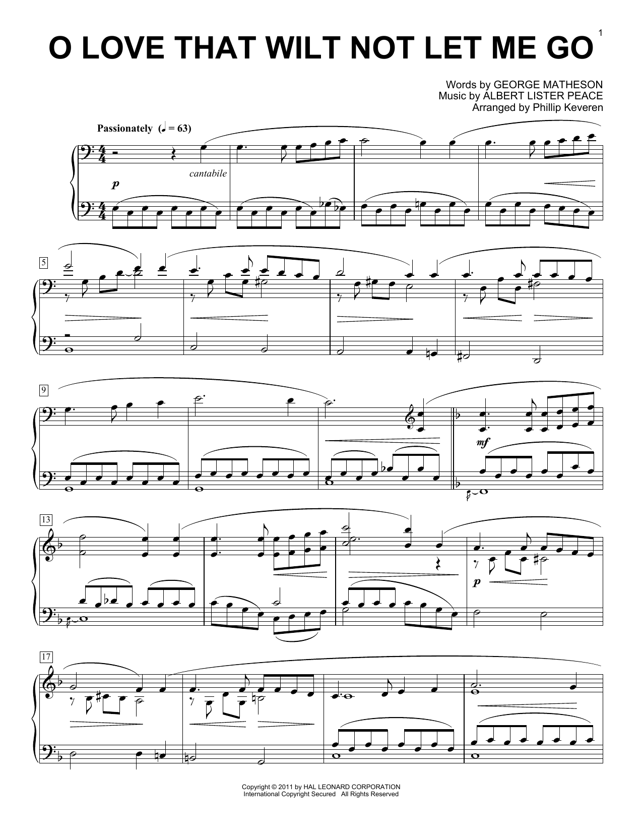 Produktbild zu: O Love That Wilt Not Let Me Go [Classical version] (arr. Phillip Keveren)
