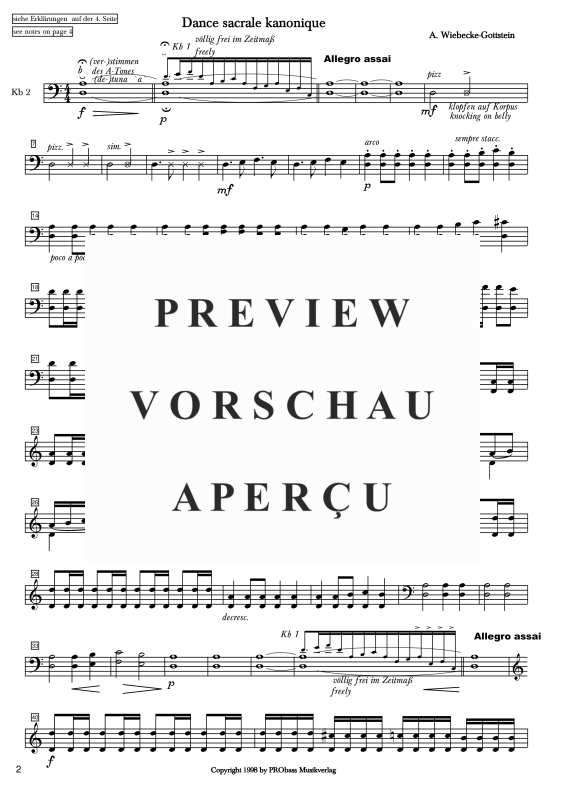 gallery: Dance sacrale kanonique, , Double Bass Quintet - Single Parts