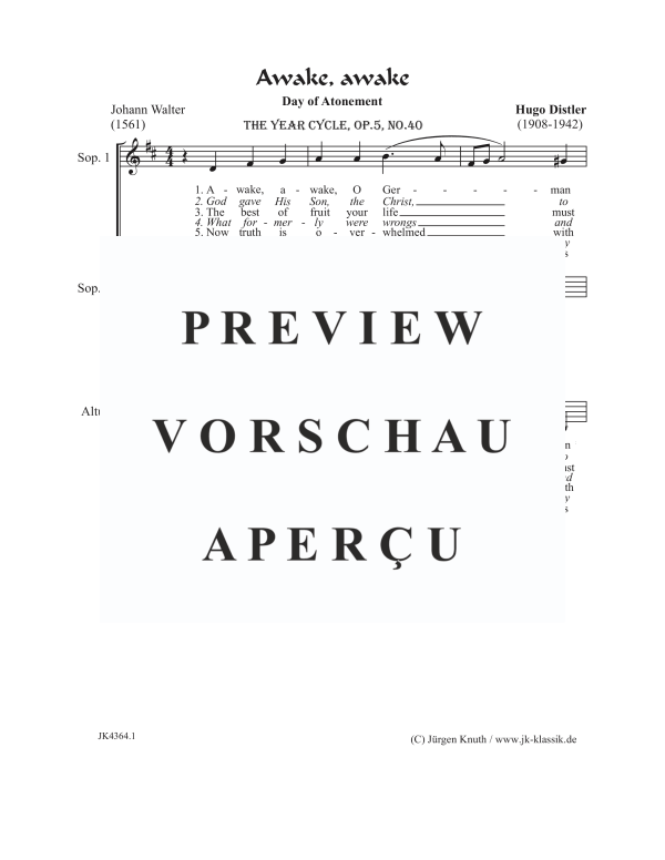 Produktgalerie: Seite 2 von 5 Awake, awake (The Year Cycle, Op.5, No.40), , Frauenchor SSA