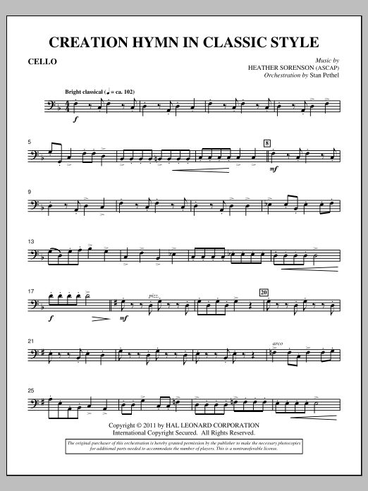 Product picture to: Creation Hymn In Classic Style - Cello