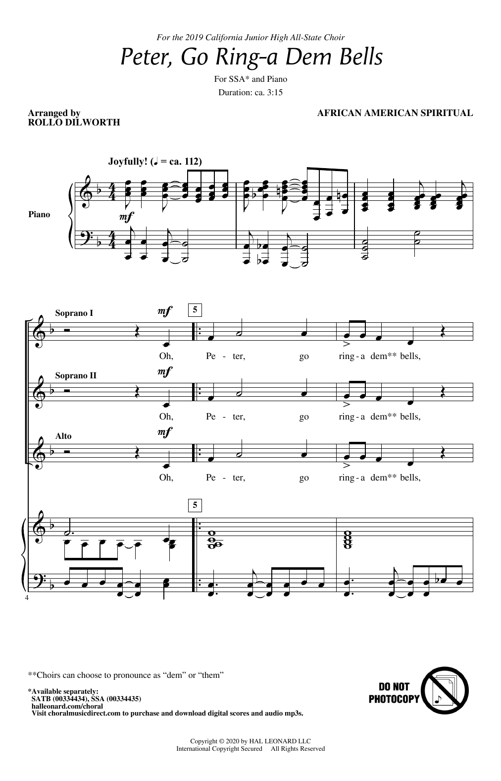 Produktgalerie: Seite 1 von 1 Peter Go Ring-A Dem Bells (arr. Rollo Dilworth), Traditional, Chor
