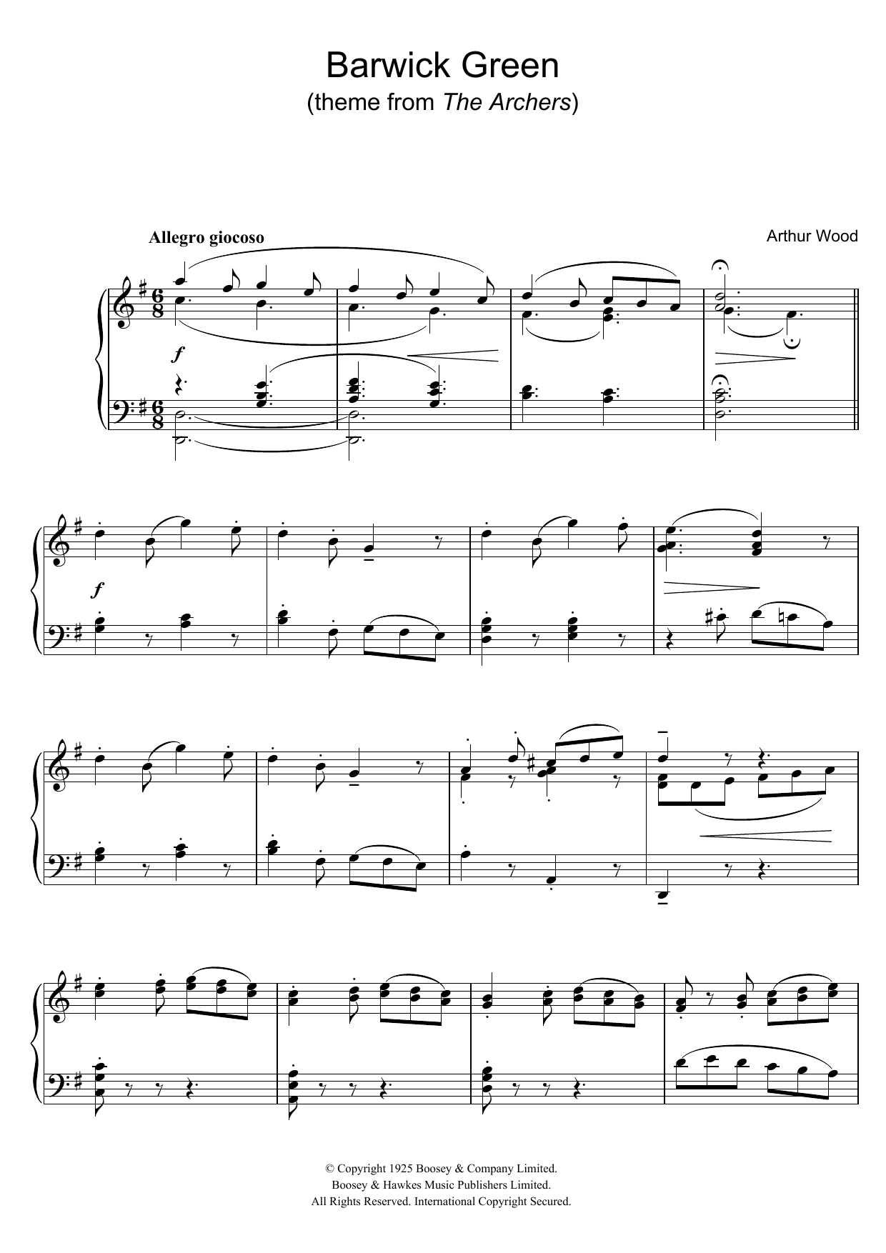 Product gallery: Page 1 of 1 Barwick Green (theme from The Archers), Arthur Wood