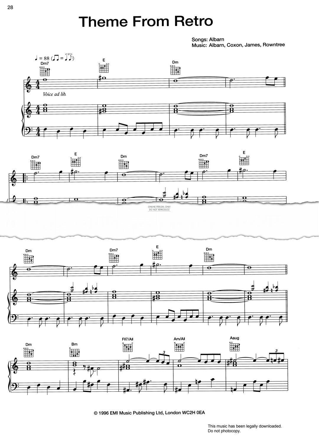 gallery: Theme From Retro, Blur, Gesang, Gitarre, Klavier