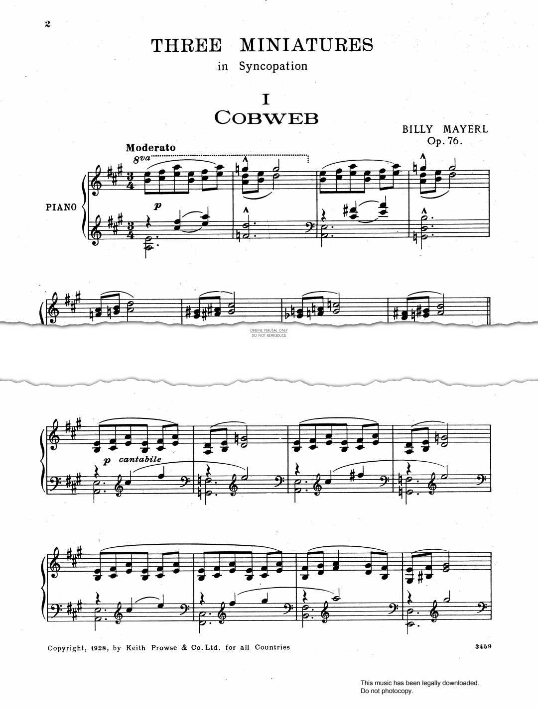 Product picture to: Cobweb (from 'Three Miniatures In Syncopation Op.76')