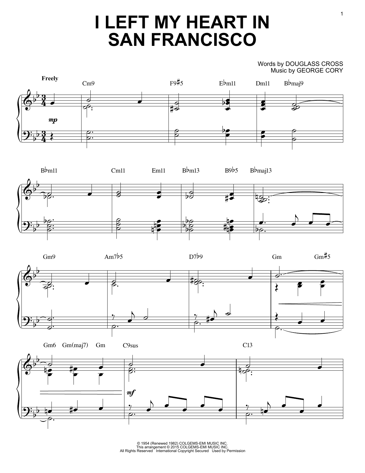 Produktbild zu: I Left My Heart In San Francisco [Jazz version] (arr. Brent Edstrom)