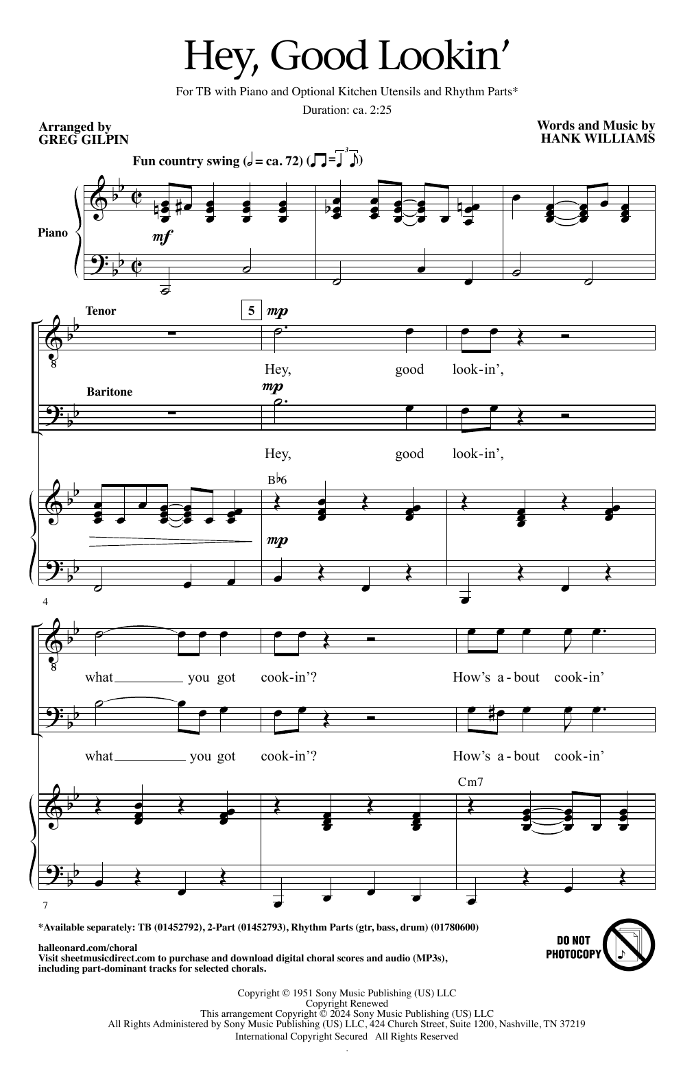 Product picture to: Hey, Good Lookin' (arr. Greg Gilpin)