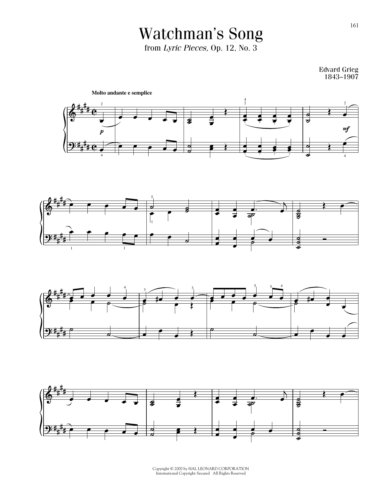 Product picture to: Watchman's Song, Op. 12, No. 3