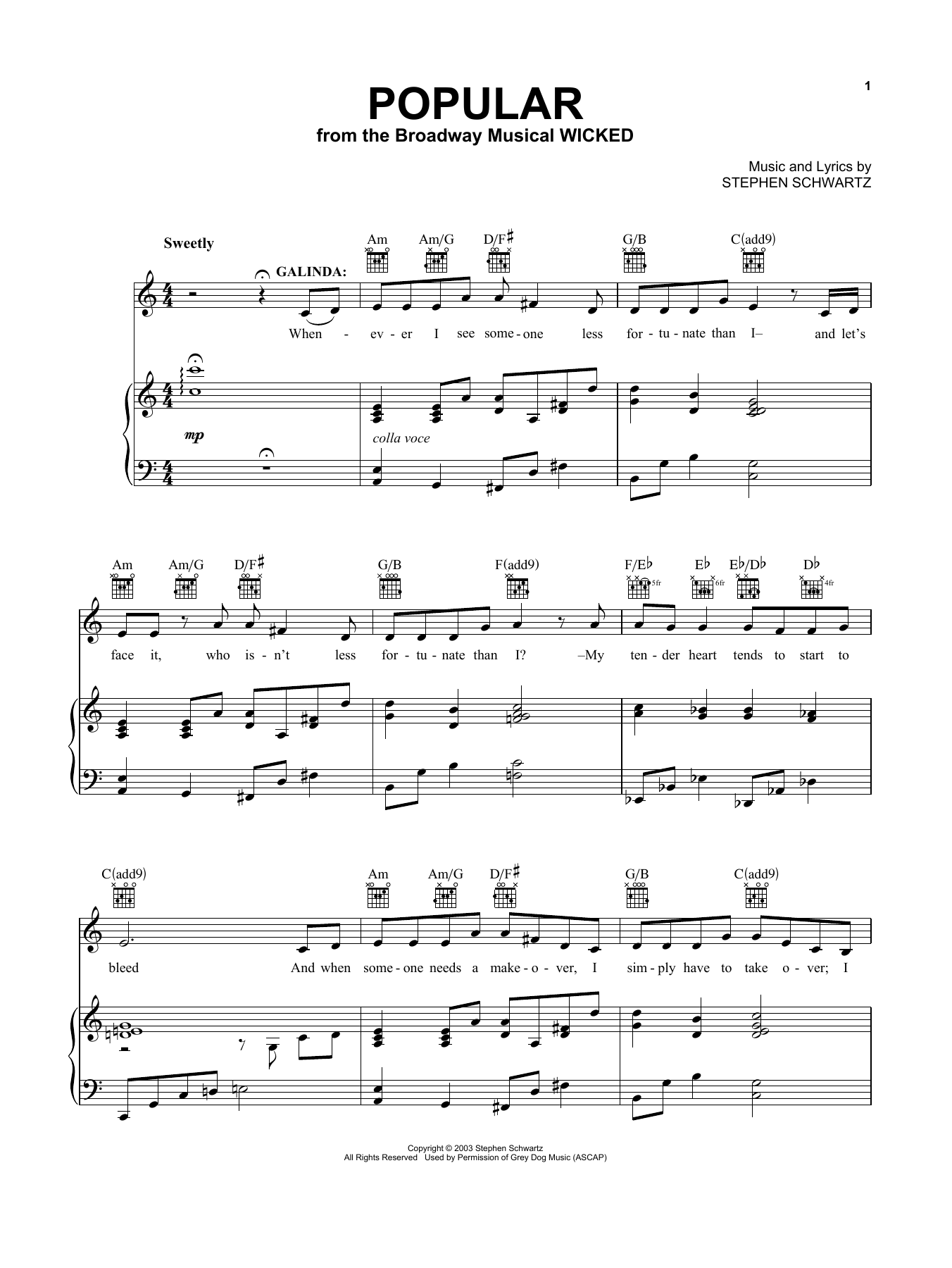 Produktbild zu: Popular (from Wicked)