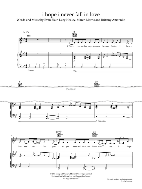 Produktgalerie: Seite 1 von 1 I Hope I Never Fall In Love, Maren Morris, Gesang, Gitarre, Klavier