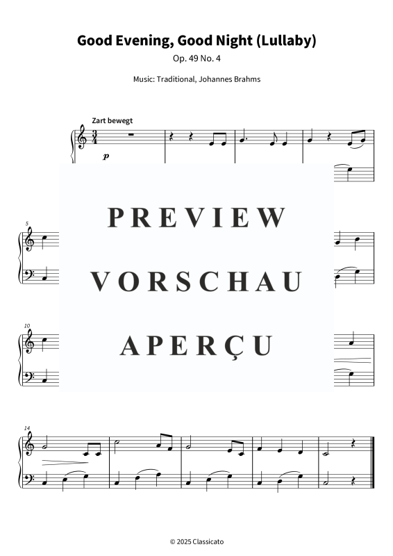 Produktgalerie: Seite 1 von 5 Good Evening, Good Night (Lullaby) - Op. 49 No. 4, , Klavier Solo