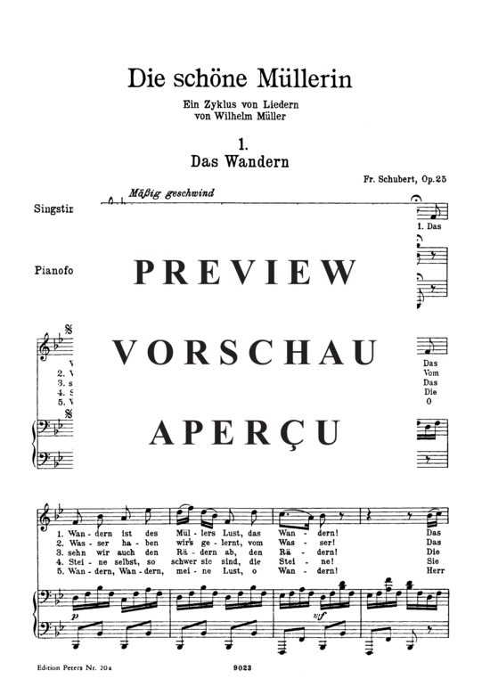 gallery: Das Wandern D.795-1 (Die Schöne Müllerin) , ,  (Gesang hoch + Klavier)