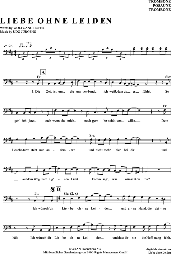 Product gallery: Page 1 of 4 Liebe Ohne Leiden , Jürgens, Udo, (Posaune / Bariton)