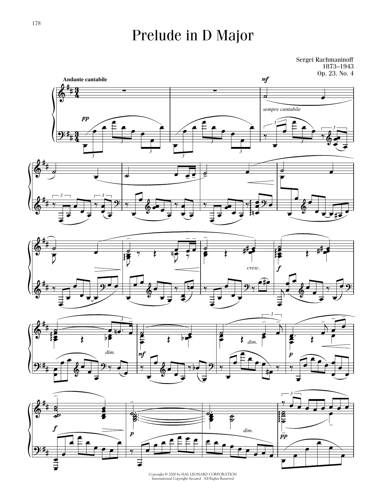 Product picture to: Prelude In D Major, Op. 23, No. 4