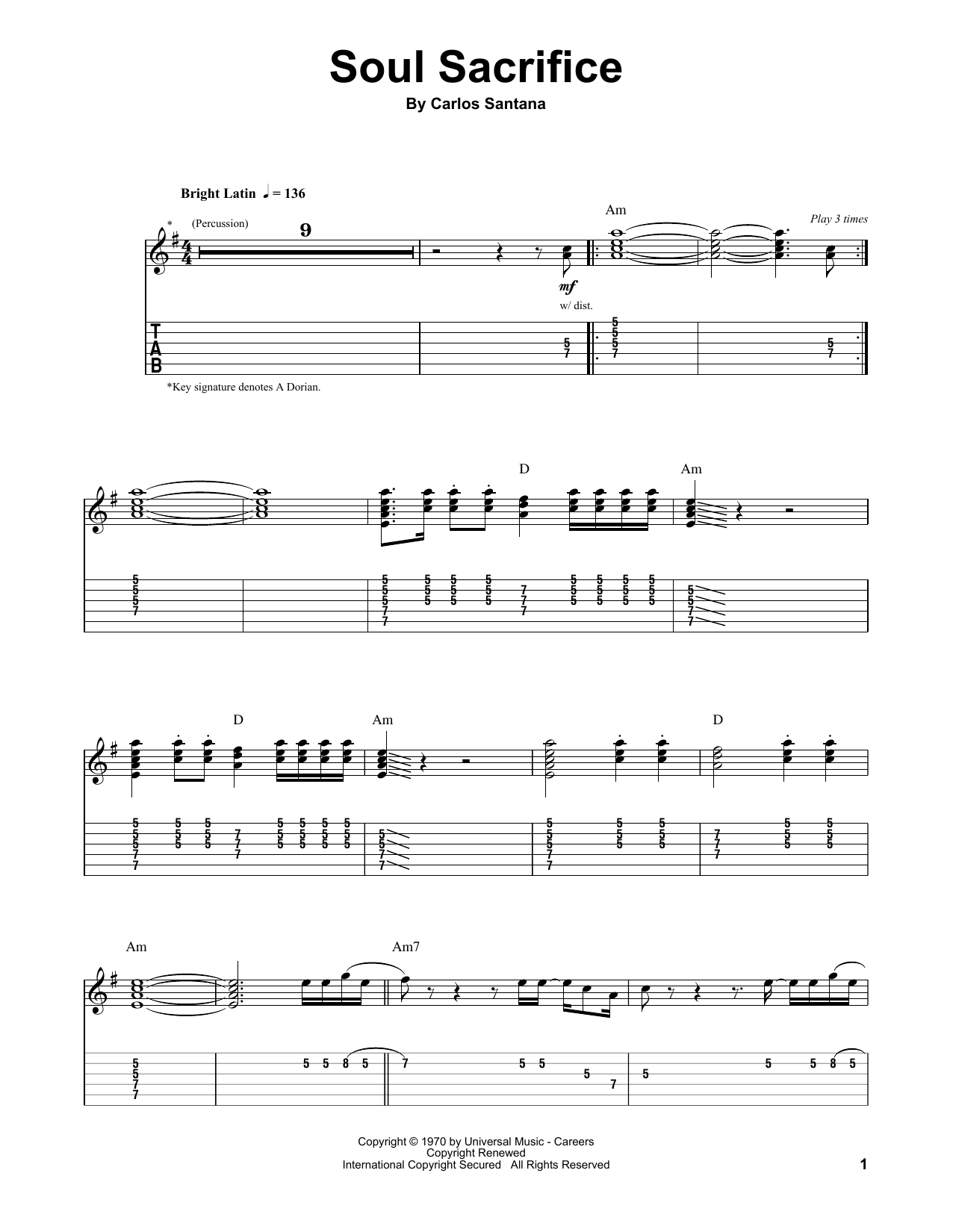 Produktgalerie: Seite 1 von 1 Soul Sacrifice, Santana, Gitarre
