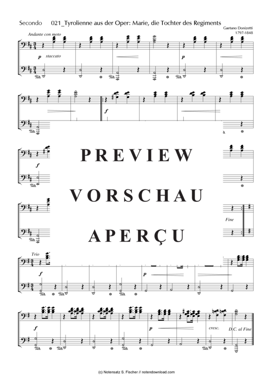 Product gallery: Page 4 of 5 Tyrolienne aus der Oper: Marie, die Tochter des Regiments , , (piano four hands)