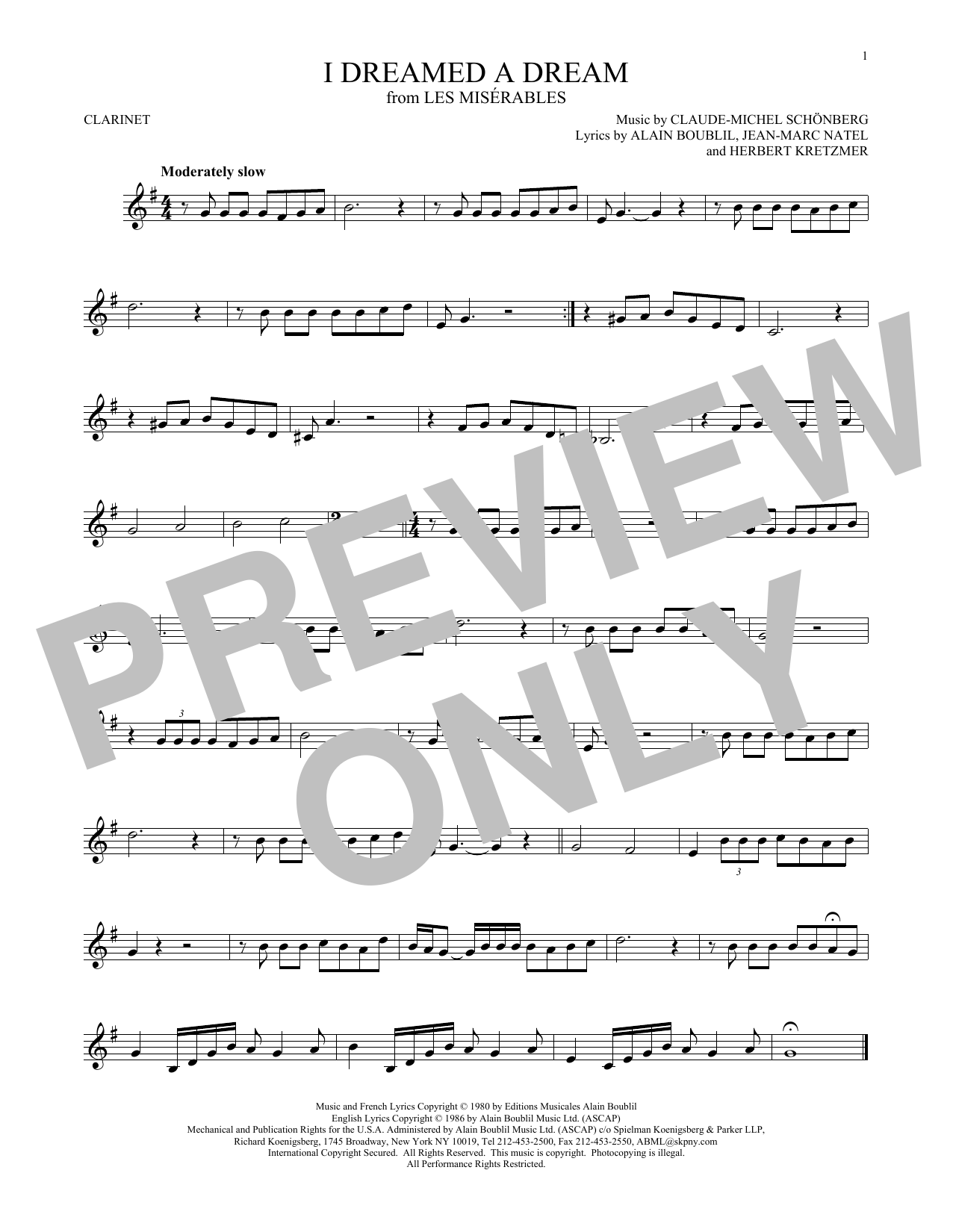 Product gallery: Page 1 of 1 I Dreamed A Dream, Claude-Michel Schonberg