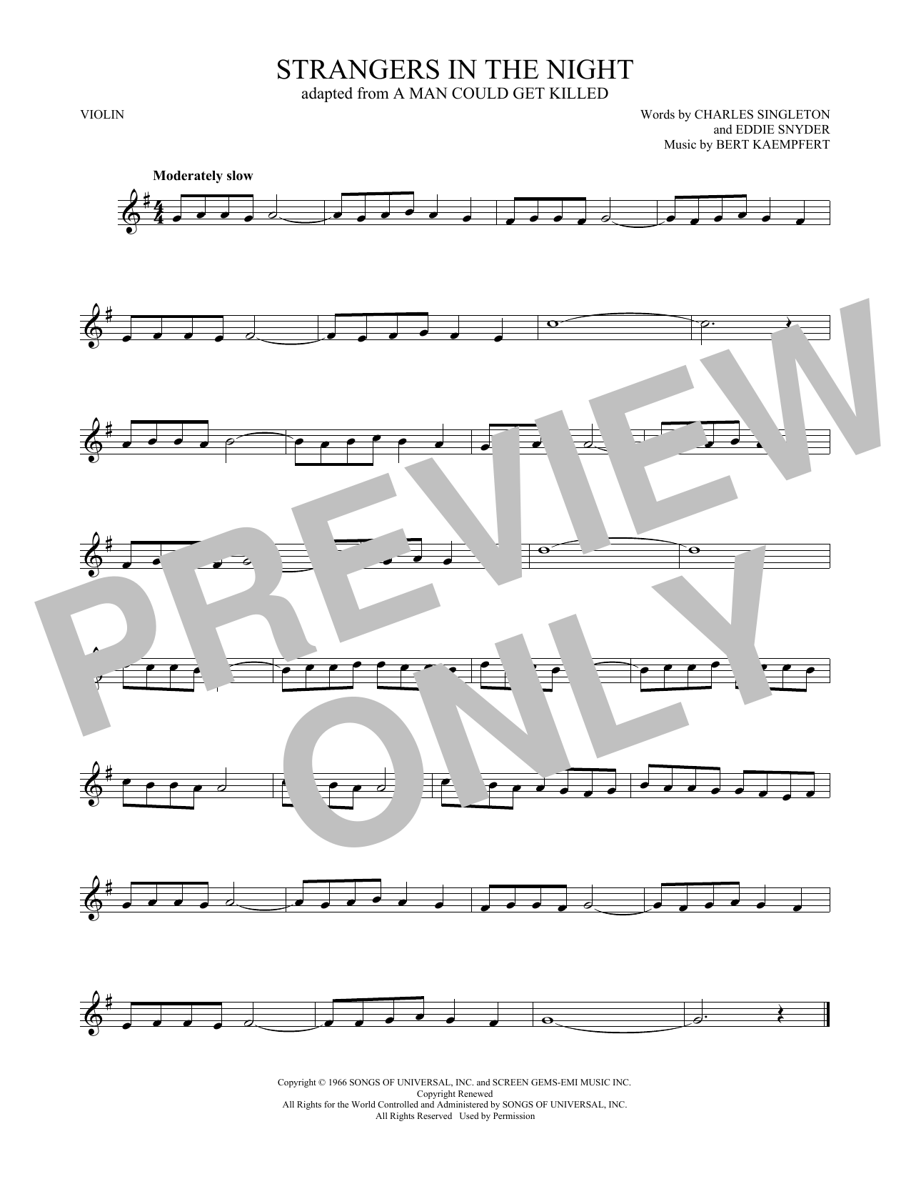 Produktgalerie: Seite 1 von 1 Strangers In The Night, Frank Sinatra, Violine