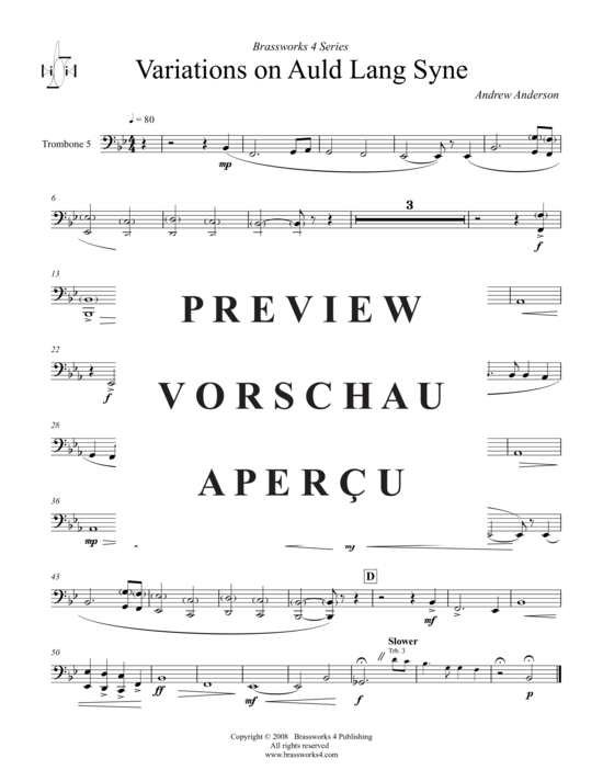 Product gallery: Page 9 of 9 Variations on Auld Lang Syne , , (Trombone Ensemble)