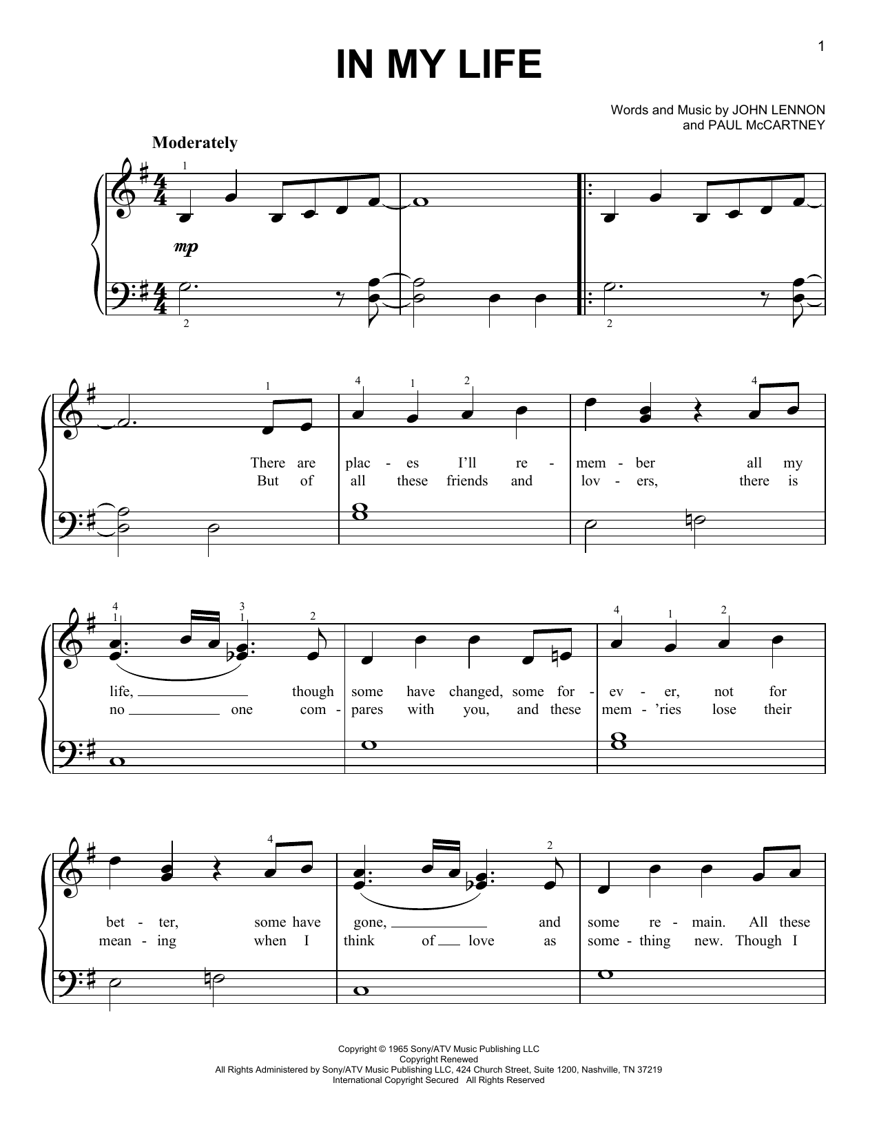 Product picture to:  In My Life - The Beatles