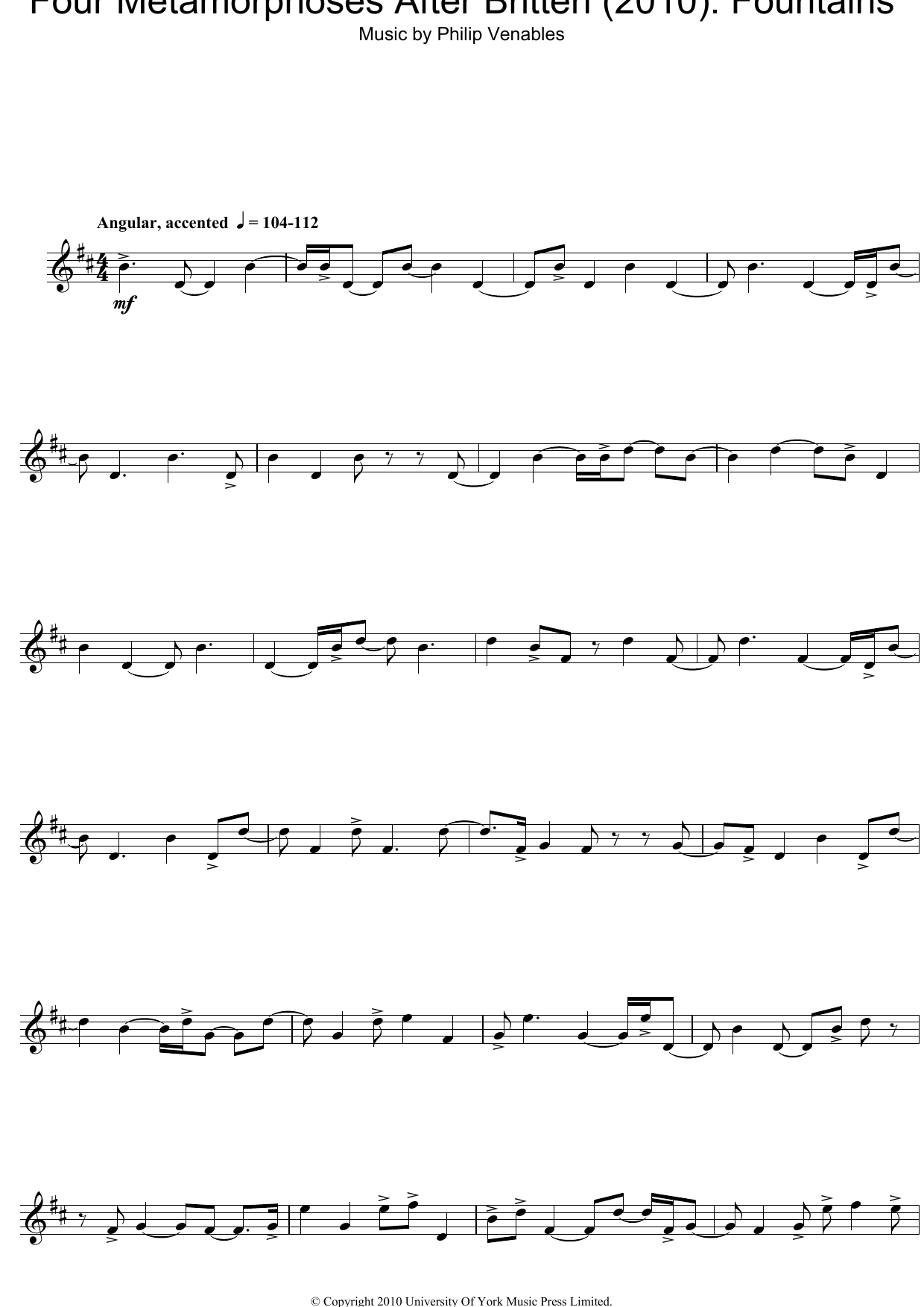 Produktgalerie: Seite 1 von 1 Four Metamorphoses After Britten (2010): Fountains, Philip Venables, Oboe