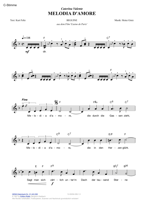 Produktbild zu: Melodia d'amore Caterina Valente
