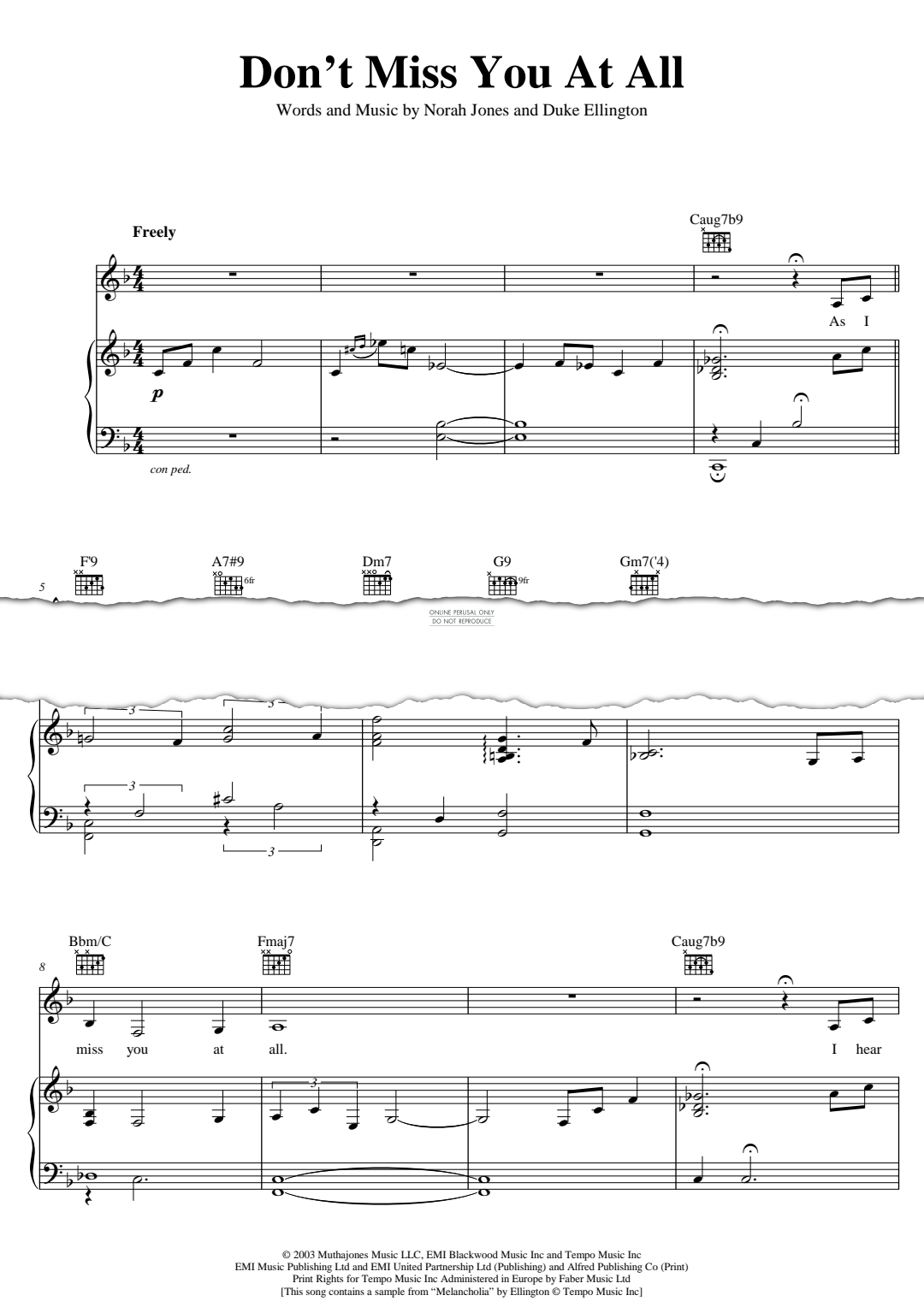 Produktgalerie: Seite 1 von 1 Don't Miss You At All, Norah Jones, Gesang, Gitarre, Klavier