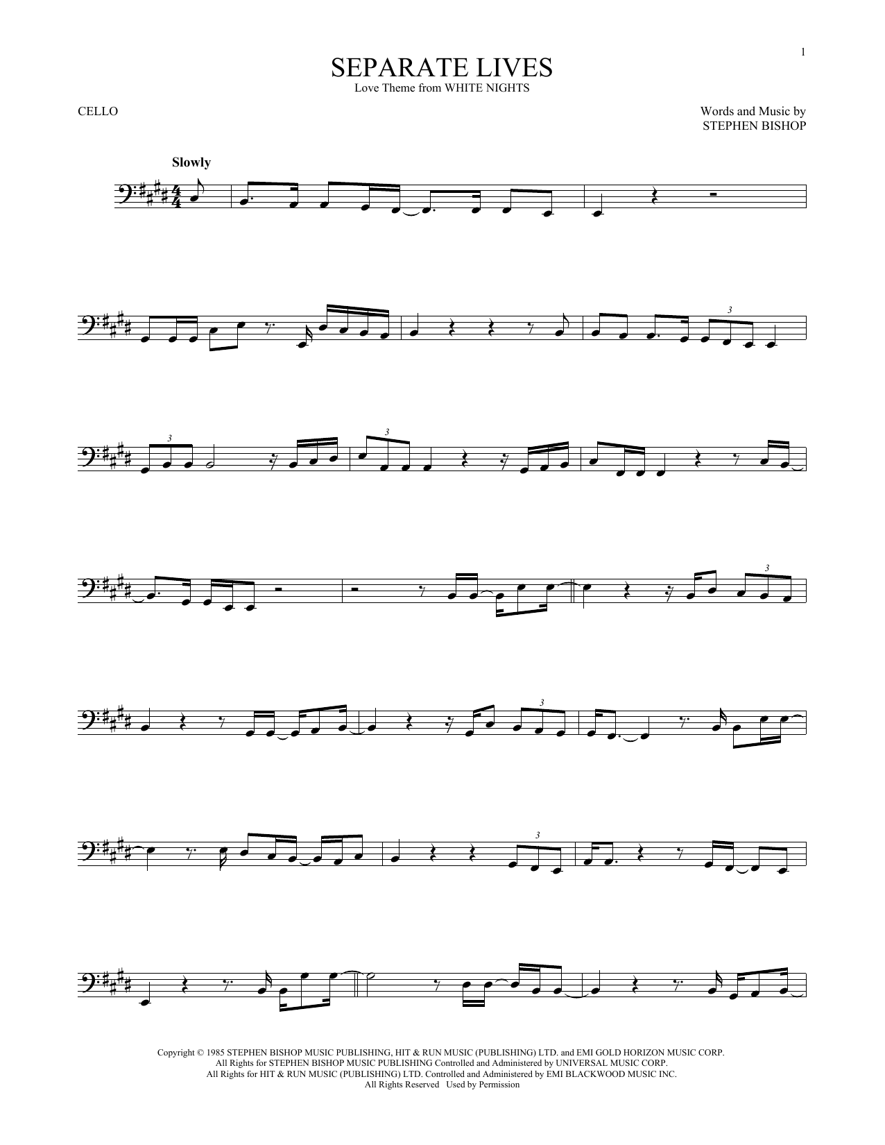 Produktgalerie: Seite 1 von 1 Separate Lives, Phil Collins & Marilyn Martin, Violoncello