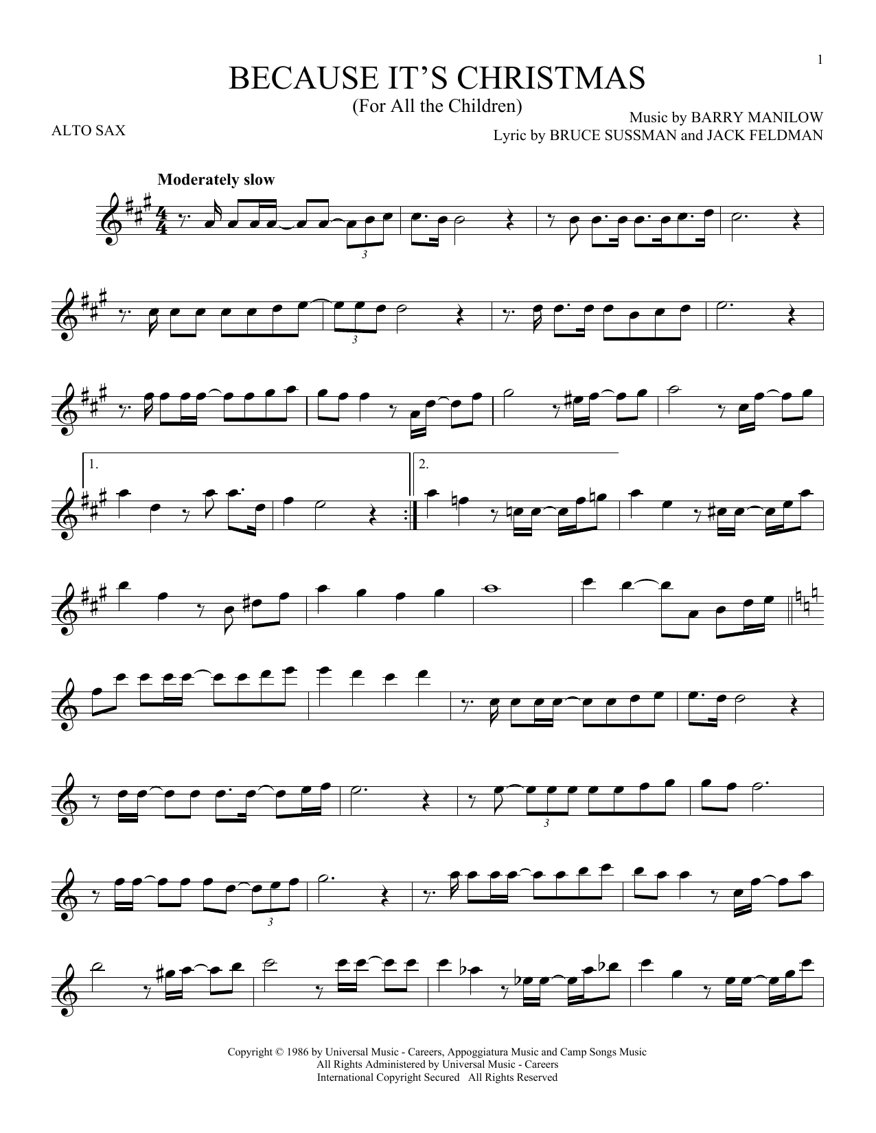 Product gallery: Page 1 of 1 Because It's Christmas (For All The Children), Barry Manilow