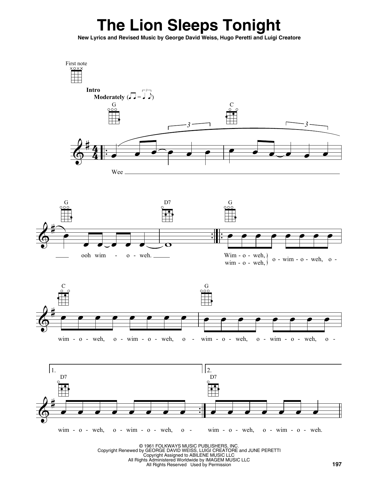 Produktgalerie: Seite 1 von 1 The Lion Sleeps Tonight, Tokens, Ukulele