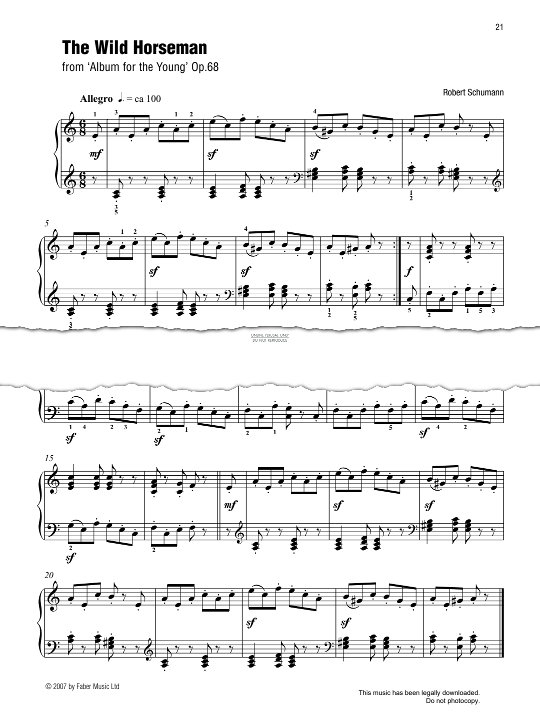 gallery: The Wild Horseman (from 'Album for the Young', Op. 68) (Best of Grade 3 Piano), Robert Schumann, Klavier