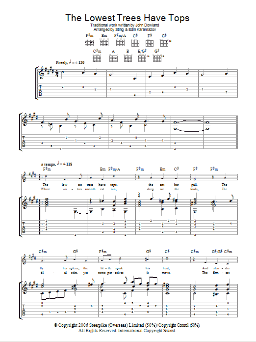 Product gallery: Page 1 of 1 The Lowest Trees Have Tops (as performed by Sting and Edin Karamazov), John Dowland