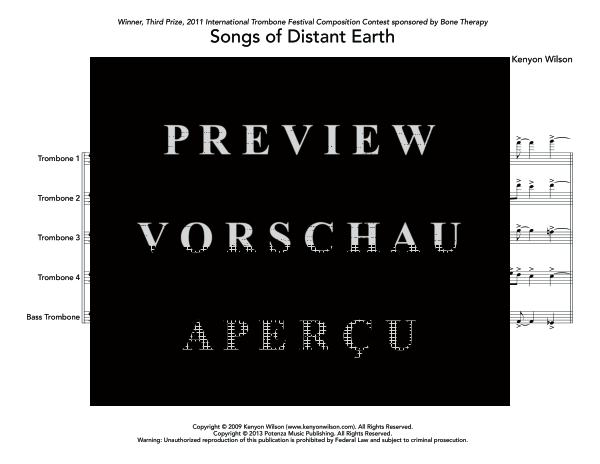 Product gallery: Page 5 of 11 Songs of Distant Earth, , (Trombone Quintet)