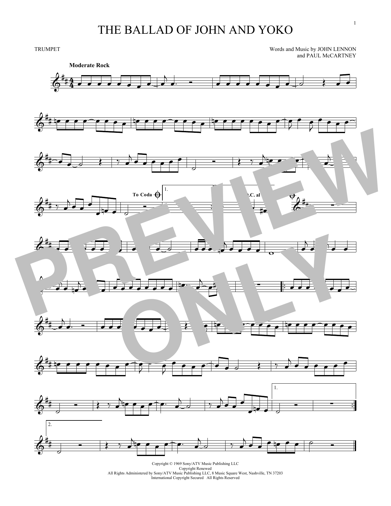 Produktgalerie: Seite 1 von 1 The Ballad Of John And Yoko, The Beatles, Trompete