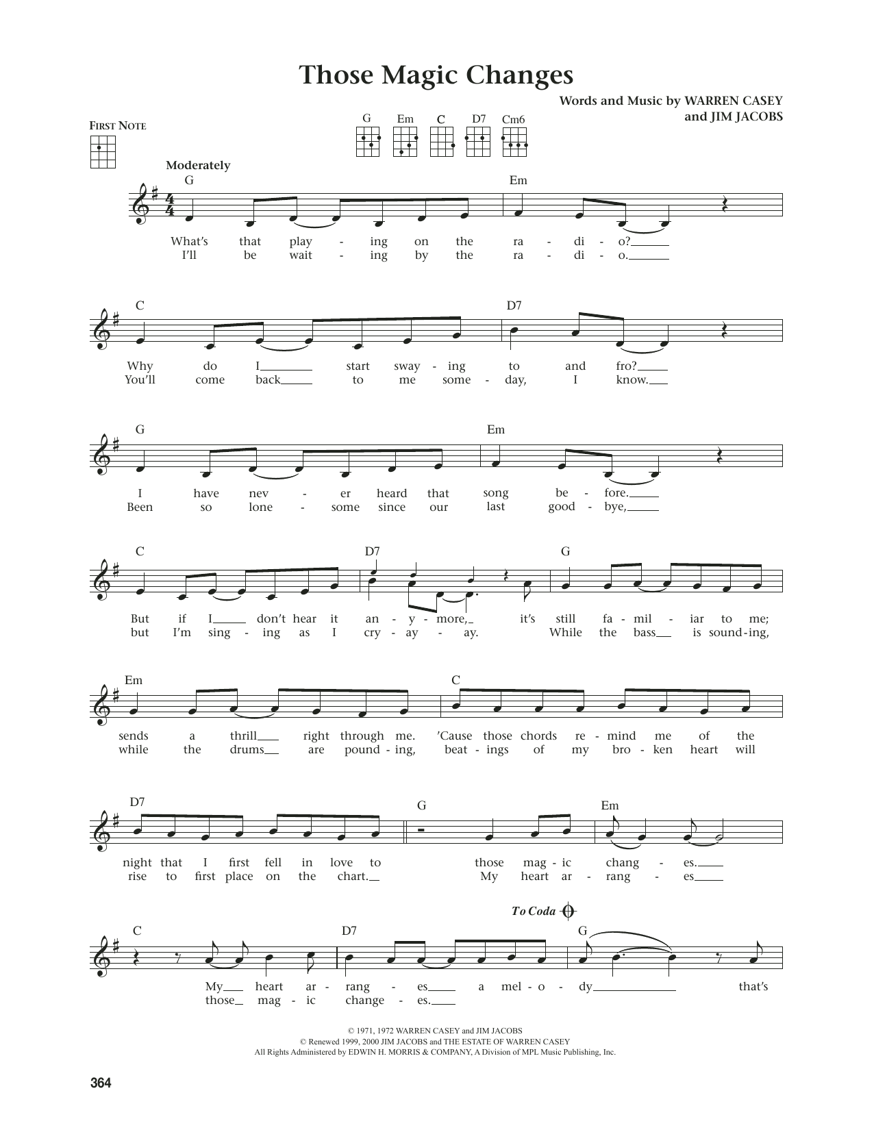 Produktgalerie: Seite 1 von 1 Those Magic Changes (from The Daily Ukulele) (arr. Jim Beloff), Warren Casey, Ukulele