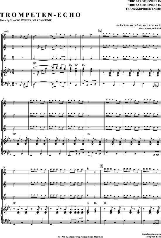 Product picture to: Trompeten Echo (Saxophon Trio AAA(T) Slavko Avsenik und seine Original Oberkrainer