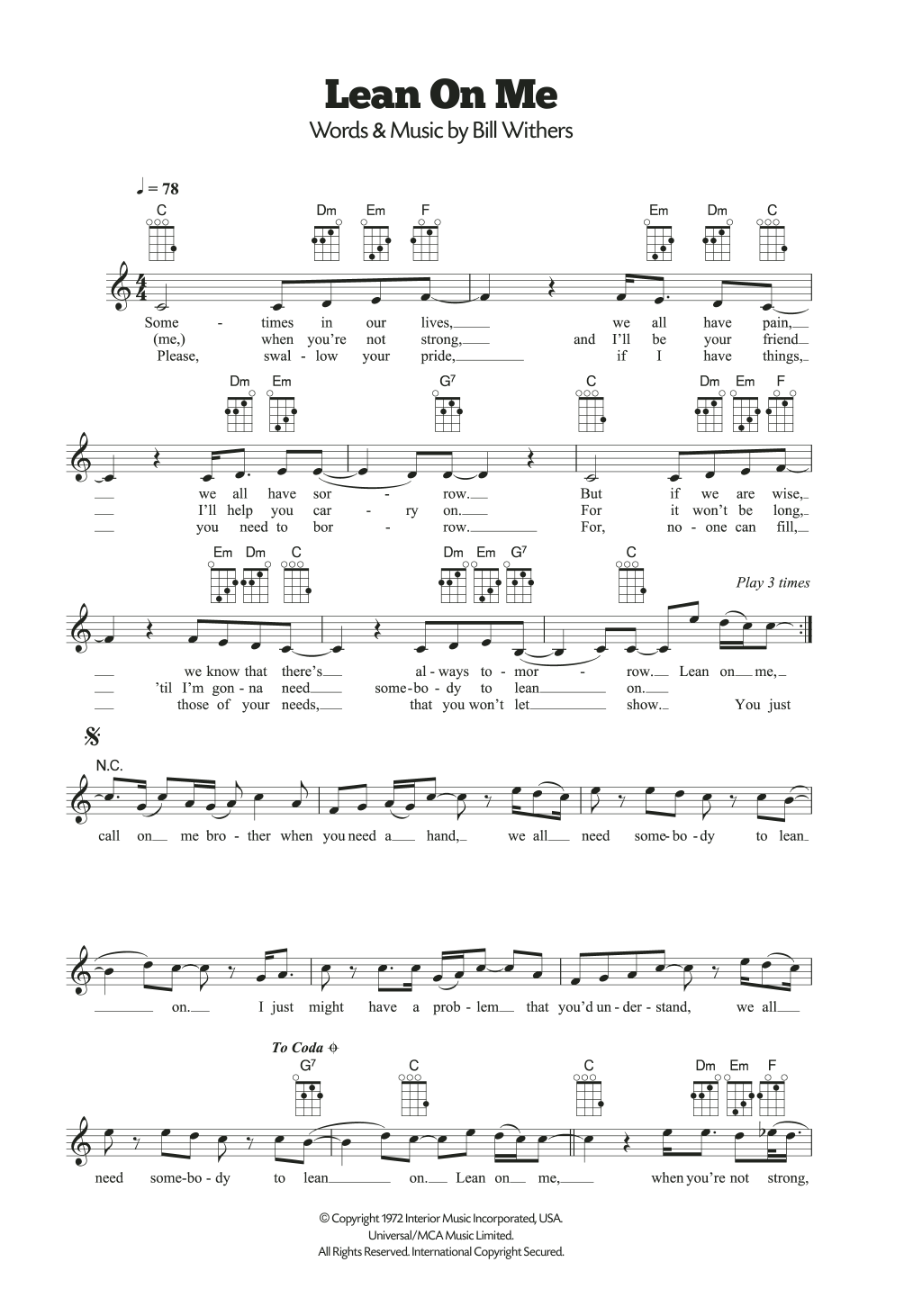 Product gallery: Page 1 of 1 Lean On Me, Bill Withers
