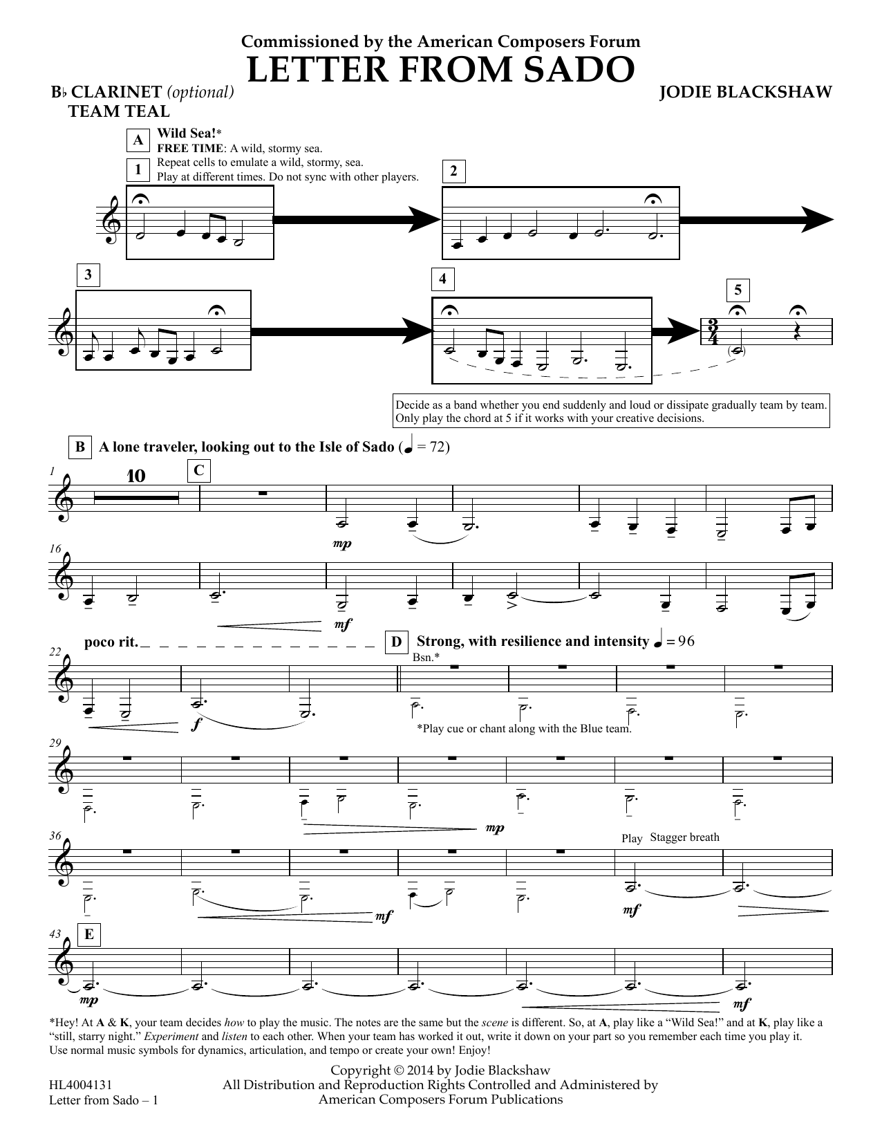 Product picture to: Letter from Sado - Bb Clarinet (opt) Team Teal