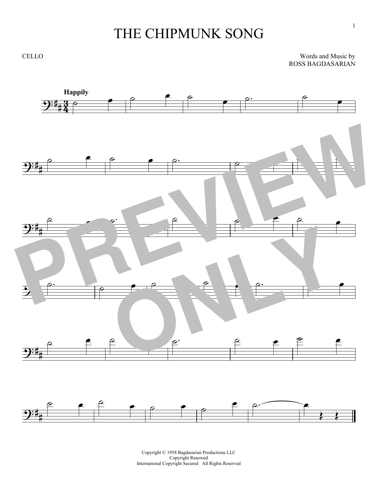 Produktgalerie: Seite 1 von 1 The Chipmunk Song, Ross Bagdasarian, Violoncello