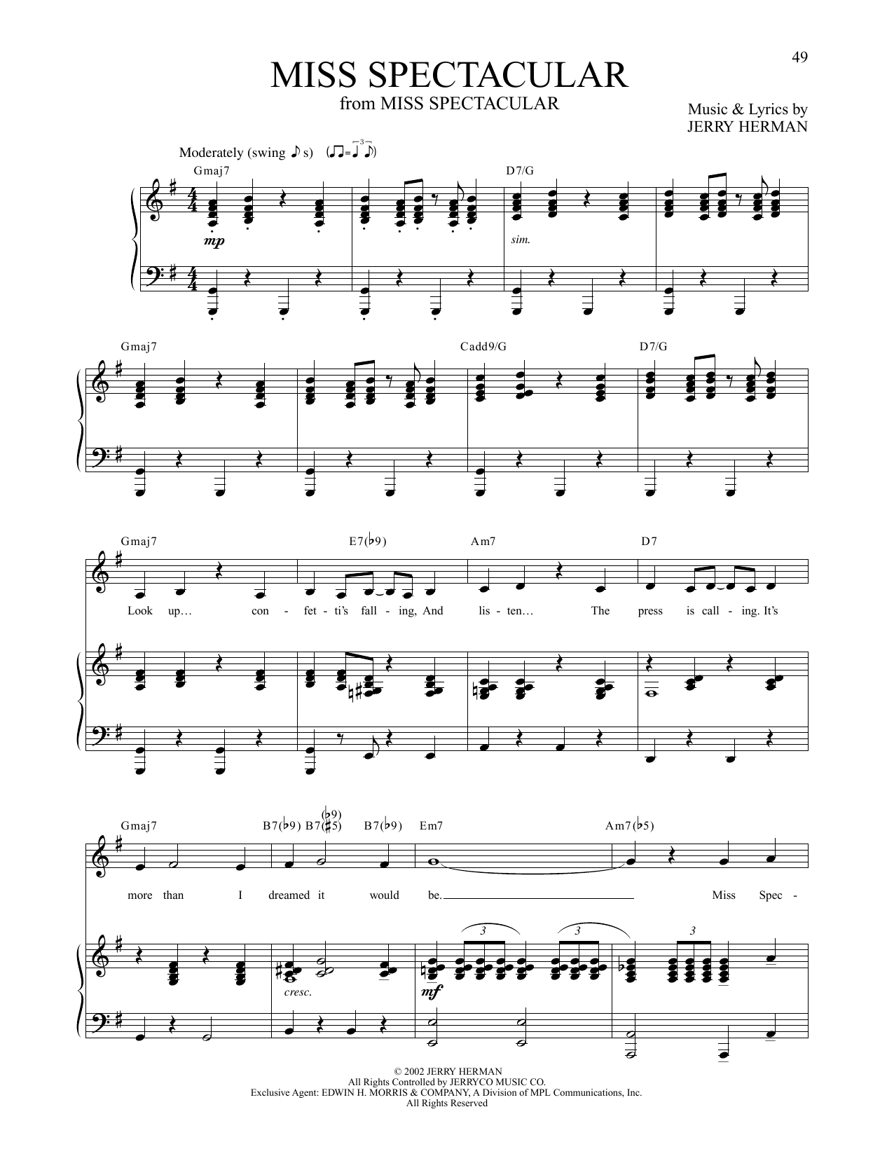 Produktgalerie: Seite 1 von 1 Miss Spectacular, Jerry Herman, Gesang, Klavier