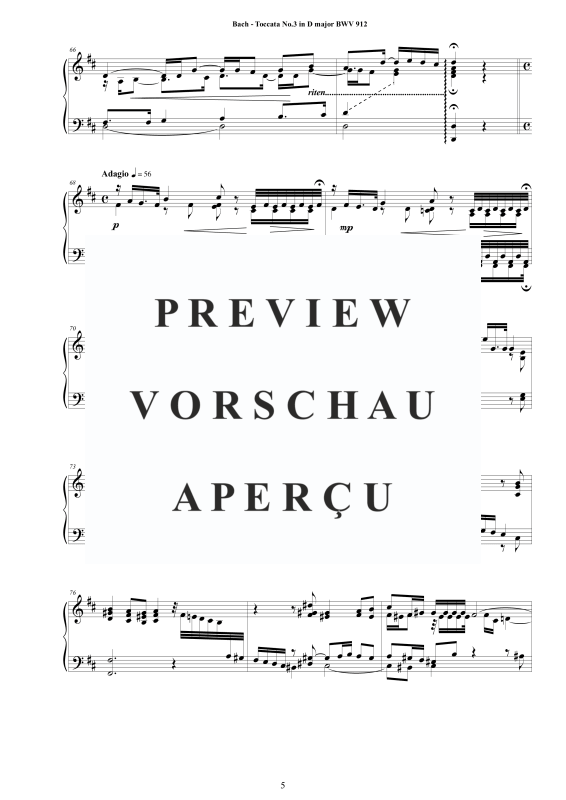 Produktgalerie: Seite 6 von 11 Toccata Nr. 3 D-Dur BWV 912, , Cembalo/Klavier Solo