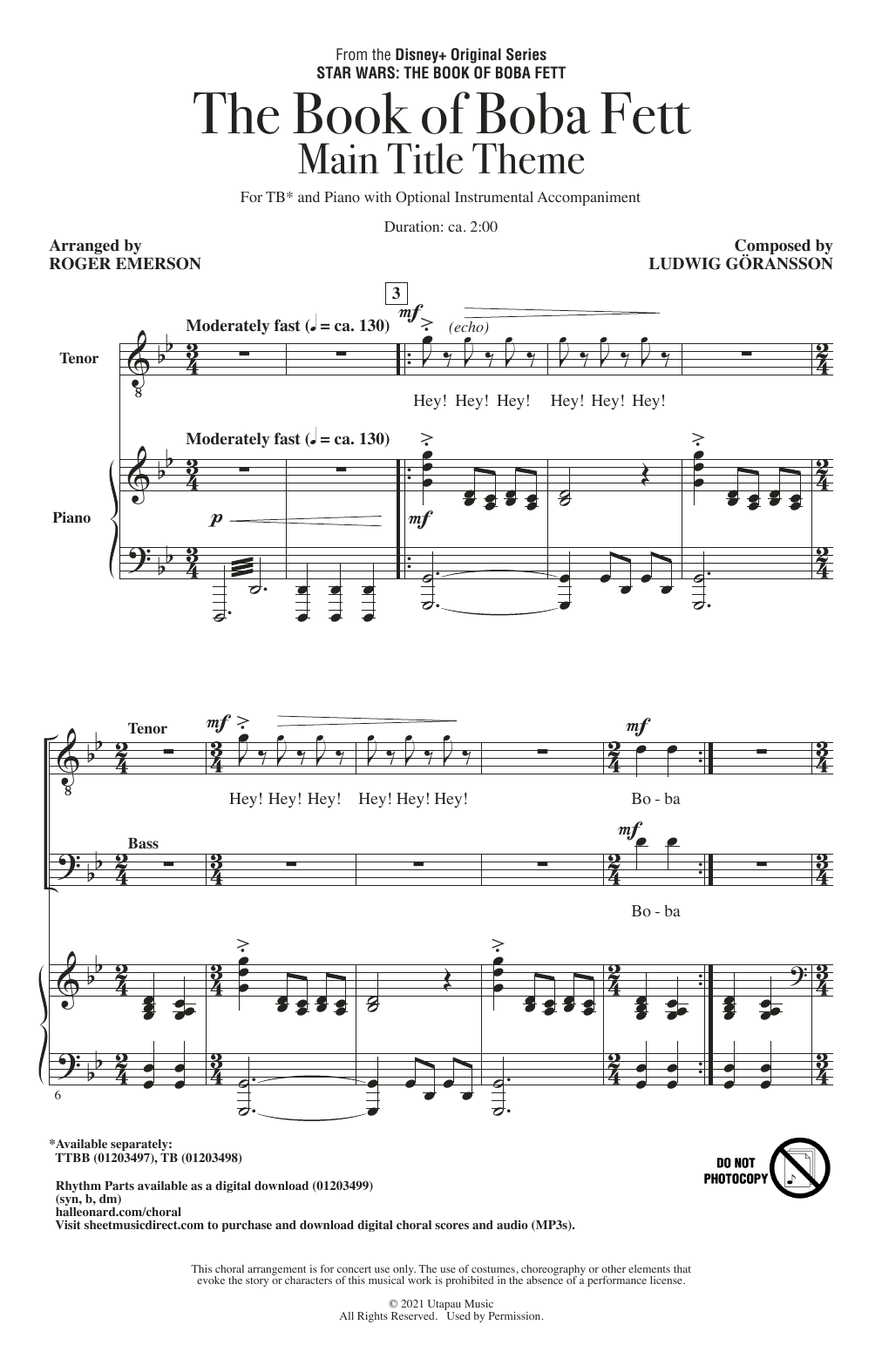 Product picture to: The Book Of Boba Fett Main Title Theme (arr. Roger Emerson)